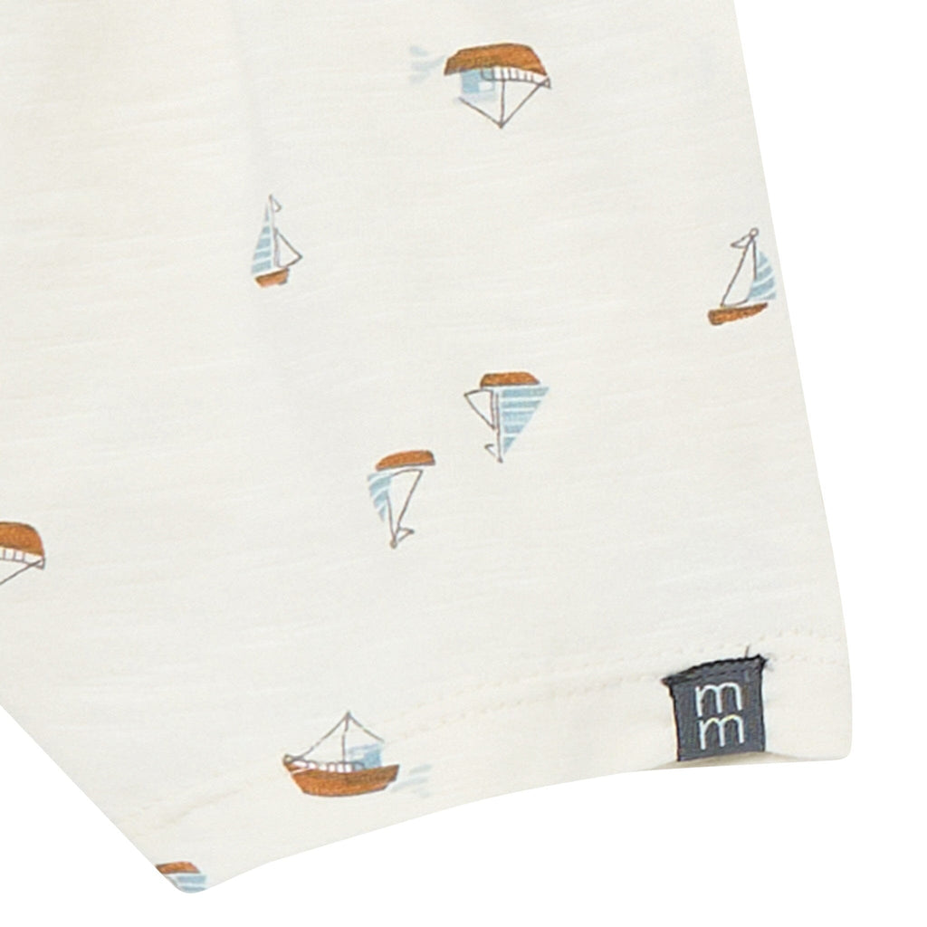 4-Piece Baby Boys Ivory Sailboats Sleeveless Shirts and Shorts Set