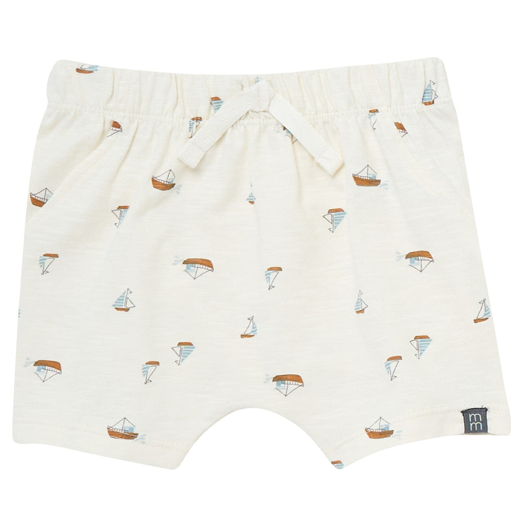 4-Piece Baby Boys Ivory Sailboats Sleeveless Shirts and Shorts Set