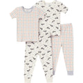 4-Piece Infant & Toddler Neutral Blue Plaid Viscose Snug Fitting Pajamas