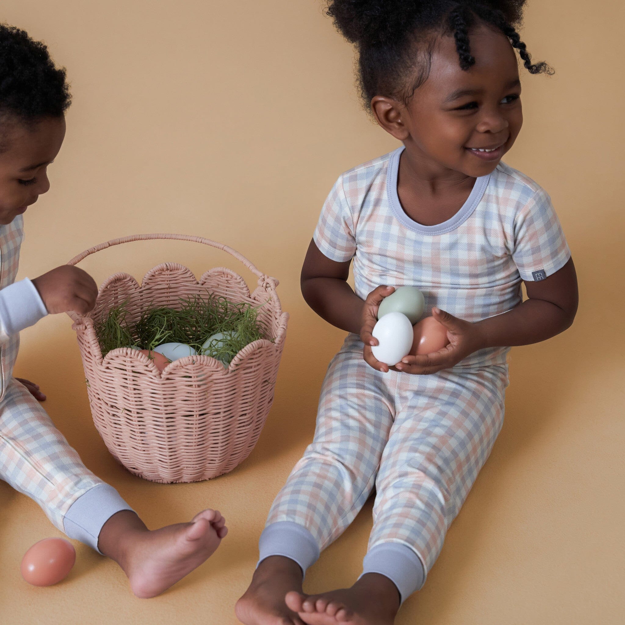 4-Piece Infant & Toddler Neutral Blue Plaid Viscose Snug Fitting Pajamas