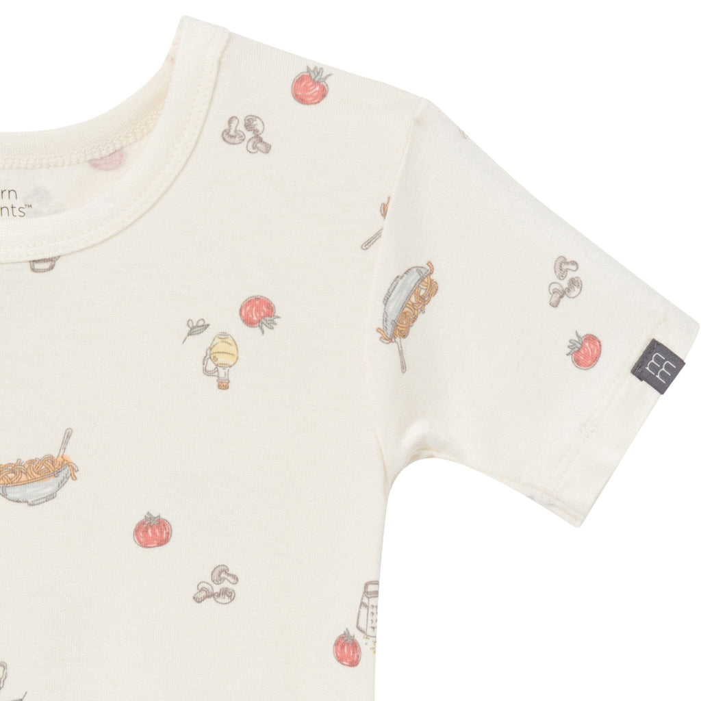 4-Piece Infant & Toddler Neutral Pasta Dinner Viscose Snug Fitting Pajamas