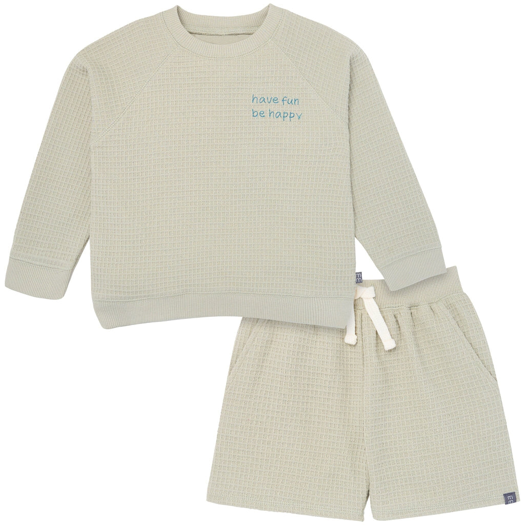 2-Piece Infant & Toddler Boys Light Green Long Sleeve Top and Shorts Set
