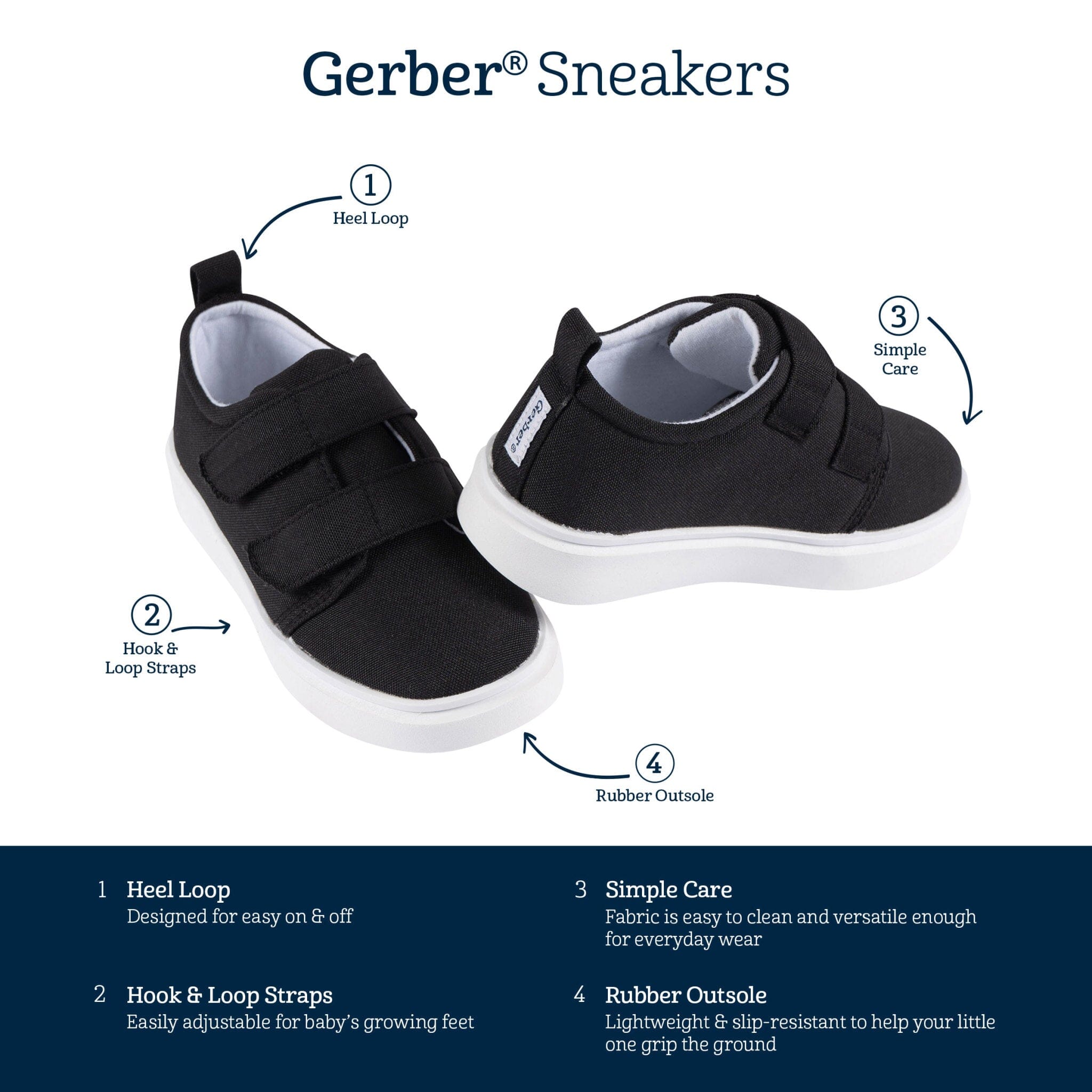 Infant & Toddler Neutral Black Strap Sneaker