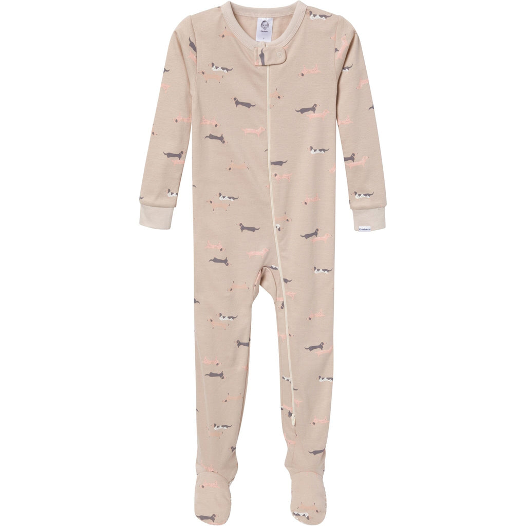 4-Pack Baby & Toddler Neutral Dog Snug Fit Footed Pajamas