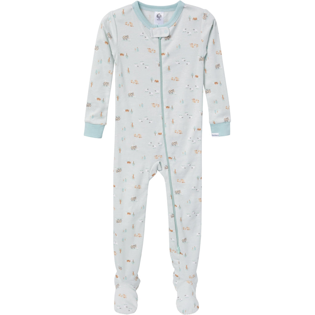 4-Pack Baby & Toddler Neutral Farm Snug Fit Footed Pajamas