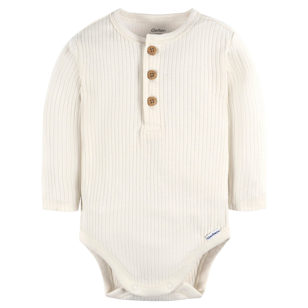 2-Pack Baby Boys Ivory & Grey Henley Onesies® Bodysuits