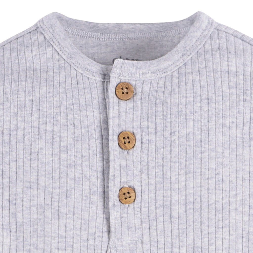 2-Pack Baby Boys Ivory & Grey Henley Onesies® Bodysuits