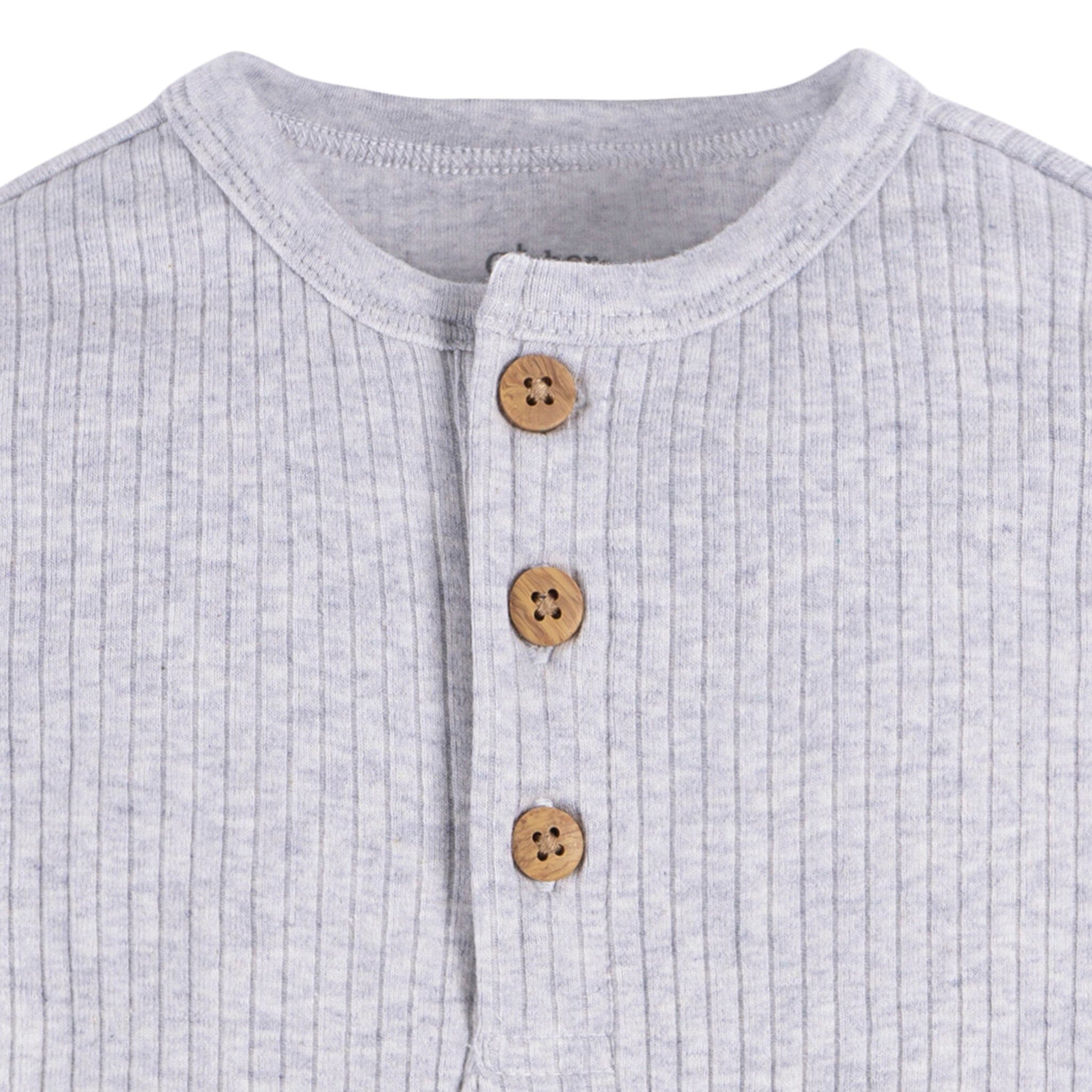 2-Pack Baby Boys Ivory & Grey Henley Onesies® Bodysuits