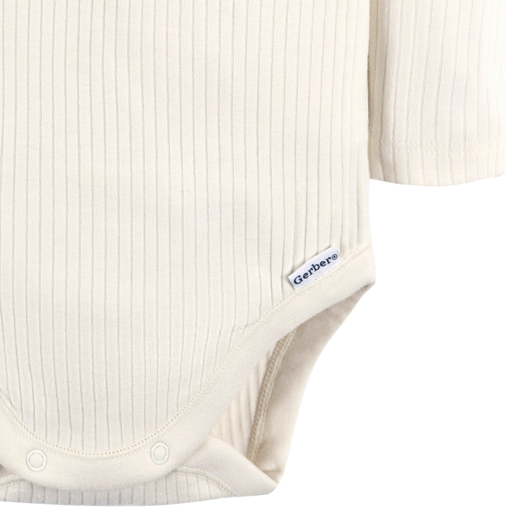 2-Pack Baby Boys Ivory & Grey Henley Onesies® Bodysuits