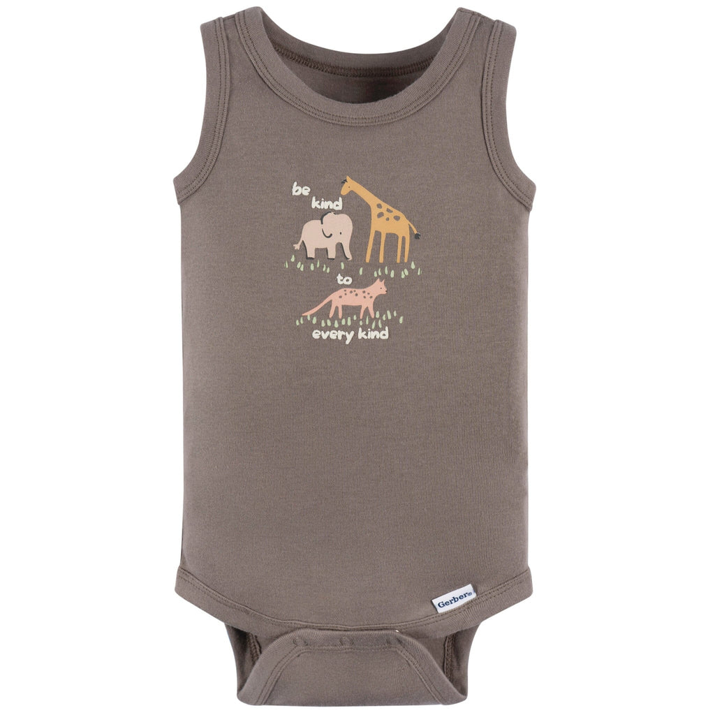 4-Pack Baby Neutral Ivory Safari Sleeveless Onesies® Bodysuits