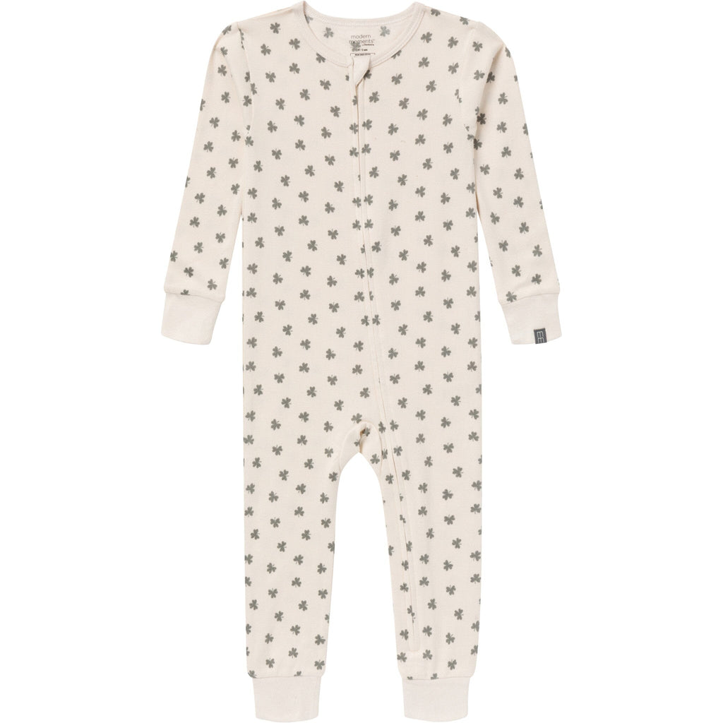 Baby & Toddler Neutral Beige Shamrock Snug Fitting Footless Hacci Pajamas