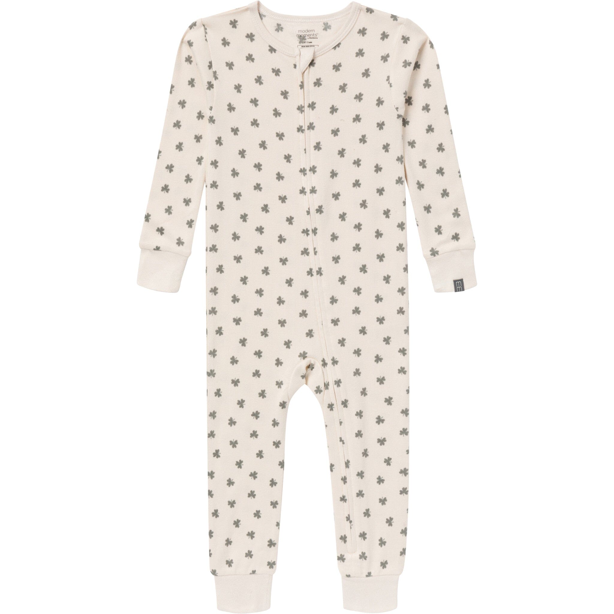 Baby & Toddler Neutral Beige Shamrock Snug Fitting Footless Hacci Pajamas