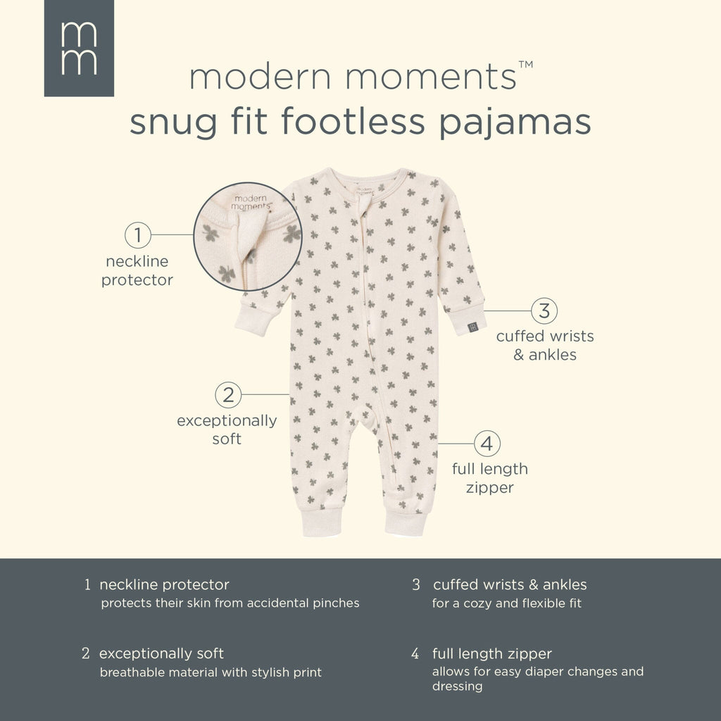 Baby & Toddler Neutral Beige Shamrock Snug Fitting Footless Hacci Pajamas