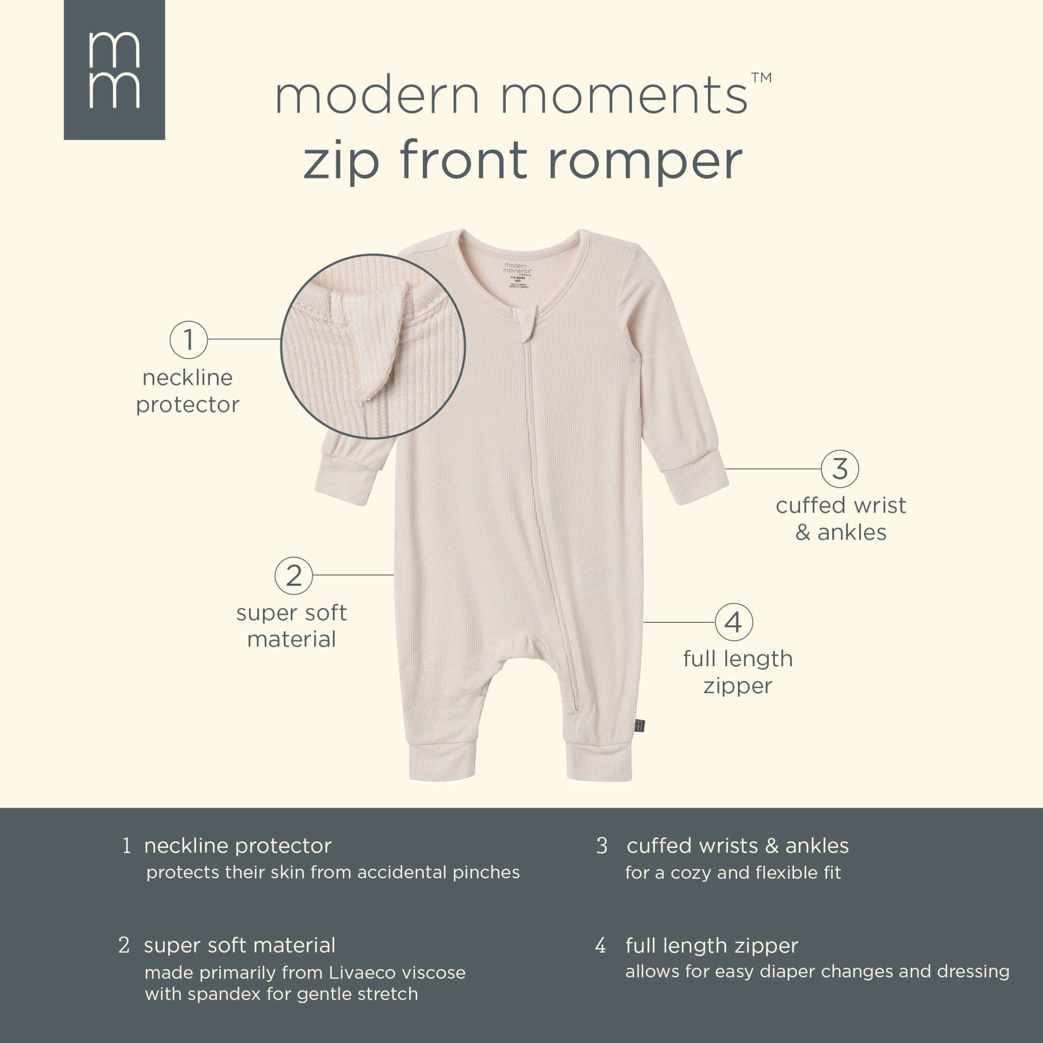 2-Pack Baby Neutral Hot Air Balloon Zip Front Viscose Rompers
