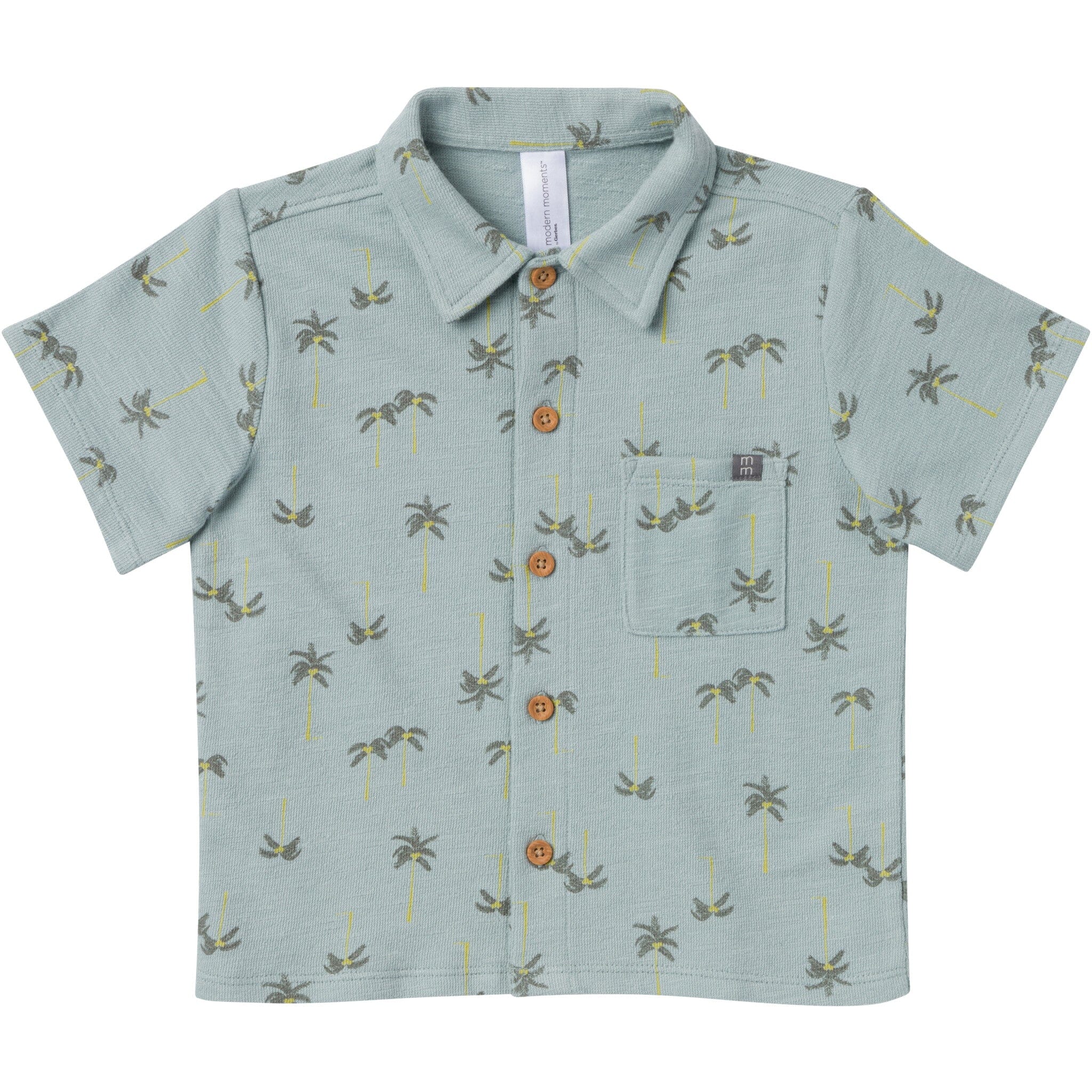 2-Piece Infant & Toddler Boys Blue Palms Button Front Shirt and Shorts Set