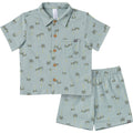 2-Piece Infant & Toddler Boys Blue Palms Button Front Shirt and Shorts Set